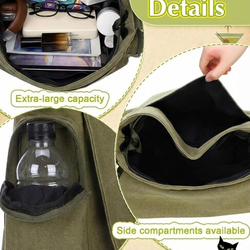 Paterr Whimsical Cat Pattern Messenger Bag Cute Canvas Crossbody Bags Shoulder Messenger Purses Handbags with Pockets in Kuwait