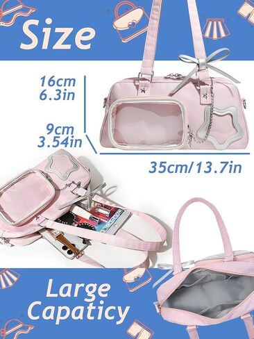 Ita Bag,Dot Print DIY Clear Pin Cards Dolls Display ita Messenger Bag,Anime Kawaii Crossbody Purse,Y2K Shoulder Bags in Kuwait