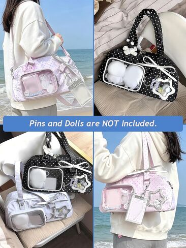 Ita Bag,Dot Print DIY Clear Pin Cards Dolls Display ita Messenger Bag,Anime Kawaii Crossbody Purse,Y2K Shoulder Bags in Kuwait