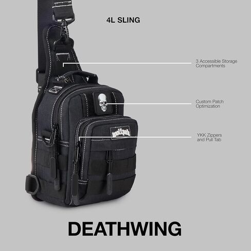 WOLFpak 4L Mini Tactical Sling Bag (Deathwing) Compact Crossbody Backpack for Gym, Travel & EDC | Tactical Shoulder Bag with Multiple Pockets – Lightweight, Durable Sling Pack for Men & Women in Kuwait