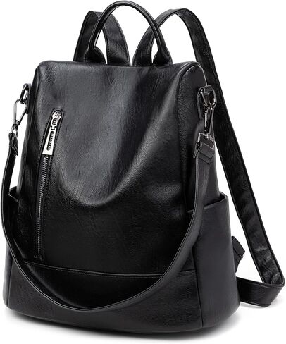 Fashion Backpack Purse For Women Anti-theft Rucksack Pu Leather Lightweight Water-resistant Shoulder Bag, Black in Kuwait