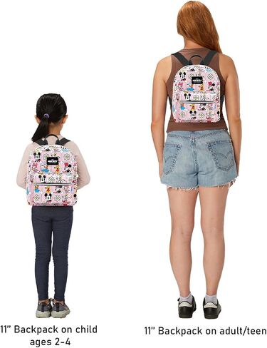 Mickey and Friends Mini Backpack - 11" Exclusive Disney Faux Leather Small Backpack with Front Pocket and Button Bundle | Adjusts to Fit Women, Teens, Girls, Kids in Kuwait