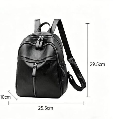 Leather Backpack for Women, Wallet Women's Black Soft Leather Fashion Backpack Large Capacity (Including Pendant) in Kuwait