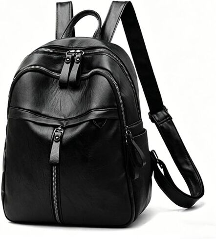 Leather Backpack for Women, Wallet Women's Black Soft Leather Fashion Backpack Large Capacity (Including Pendant) in Kuwait