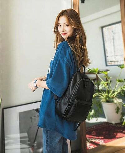 Leather Backpack for Women, Wallet Women's Black Soft Leather Fashion Backpack Large Capacity (Including Pendant) in Kuwait