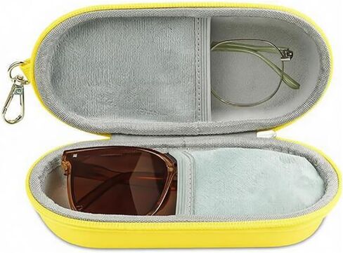 Double Eyeglasses Case, Hard Shell Travel Sunglasses Organizer with Zipper, Compact Eyewear Storage Box for Men & Women in Saudi Arabia