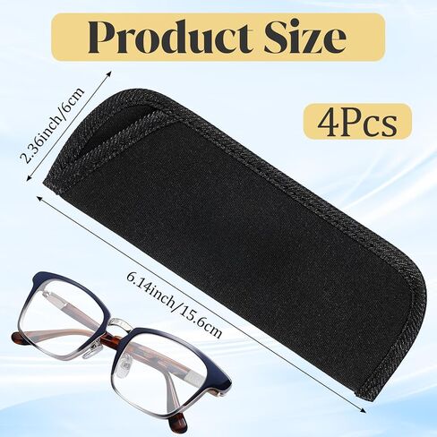 4 Pack Soft Eyeglass Case, 6.14x2.36Inch Slip in Opening Design Protective Glasses Pouch, Easy to Carry Travel Holder for Eyeglasses Sunglasses, Eye Glass Storage in Kuwait