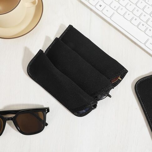 4 Pack Soft Eyeglass Case, 6.14x2.36Inch Slip in Opening Design Protective Glasses Pouch, Easy to Carry Travel Holder for Eyeglasses Sunglasses, Eye Glass Storage in Kuwait