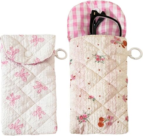 2-Pack Soft Glasses Case with Microfiber Cleaning Cloth & Hook, Portable Eyeglass Pouch for Men and Women in Saudi Arabia