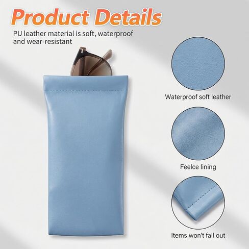 Sunglasses Pouch with Squeeze Top 4 Pack, Automatic Closure PU Soft Glasses Case for Men Women, Glasses Sleeve for Eyewear Storage, Portable Sunglass Case in Orange Blue Green Pink (17.5x8.5cm) in Saudi Arabia