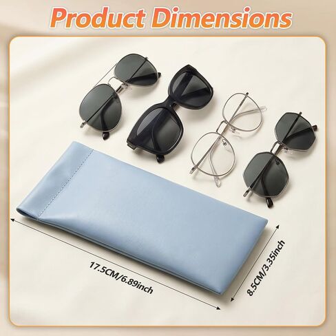 Sunglasses Pouch with Squeeze Top 4 Pack, Automatic Closure PU Soft Glasses Case for Men Women, Glasses Sleeve for Eyewear Storage, Portable Sunglass Case in Orange Blue Green Pink (17.5x8.5cm) in Saudi Arabia