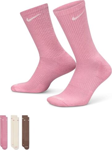 Nike Everyday Plus Cushioned Sock 3-Pack - Pink/White/Brown in Kuwait
