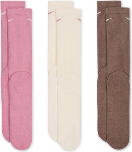 Nike Everyday Plus Cushioned Sock 3-Pack - Pink/White/Brown in Kuwait
