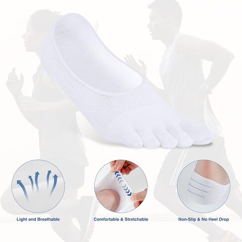 Athletic 5-Toe Running Socks for Men Women – 3 Pack No-Show Low Cut, Moisture Wicking for Work & Loafers in Saudi Arabia