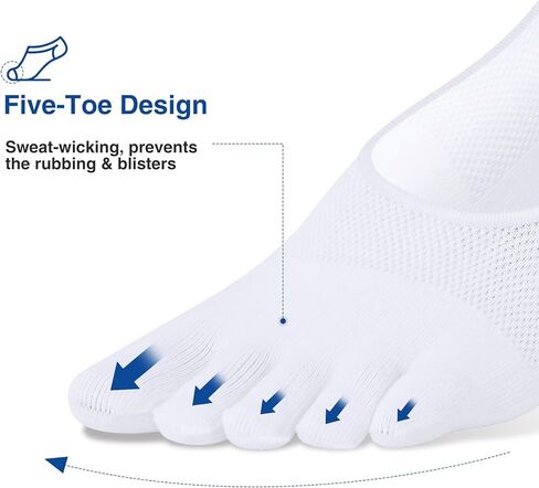Athletic 5-Toe Running Socks for Men Women – 3 Pack No-Show Low Cut, Moisture Wicking for Work & Loafers in Saudi Arabia