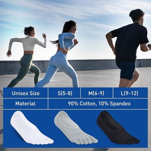 Athletic 5-Toe Running Socks for Men Women – 3 Pack No-Show Low Cut, Moisture Wicking for Work & Loafers in Saudi Arabia
