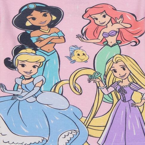 طقم بيجامة قطنية للفتيات من ديزني مكون من 4 قطع، ناعمة ولطيفة للأطفال، SKETCHY PRINCESS، 3T in Kuwait