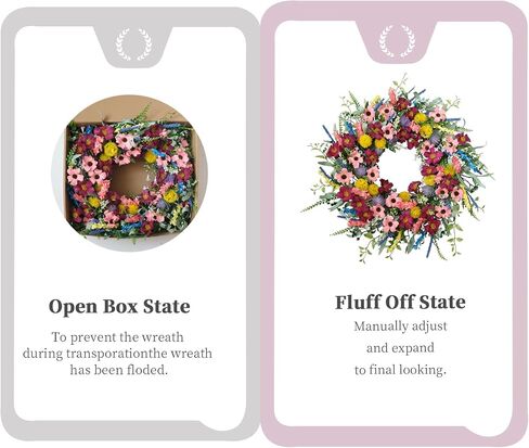 22 Inches Artificial Floral Wreath for Front Door Colorful Daisy and Green Leaves Wreath for Spring/Summer Indoor Outdoor Farmhouse Decor in Saudi Arabia