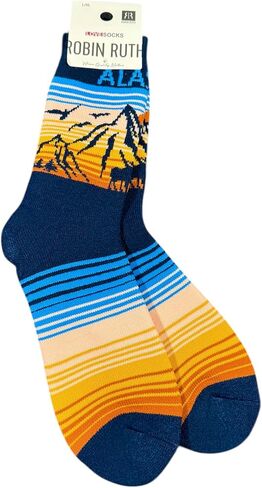 Robin Ruth Alaska Towel Socks Alaska Mountain Moose Sunset L/XL in Saudi Arabia