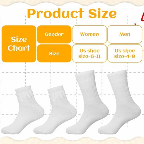 16 Pairs Slouch Socks for Women, White Scrunch Sock Retro Long Crew Sock Soft Stacked Boot Socks One Size Fits 5-11 (15 Inches) in Saudi Arabia