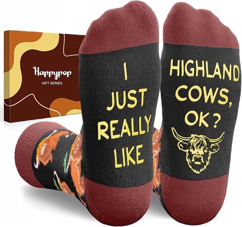 HAPPYPOP Highland Cow Gifts for Women - Cow Lover Socks Men, Scottish Highlands Gifts for Teen Girls Boys in Saudi Arabia