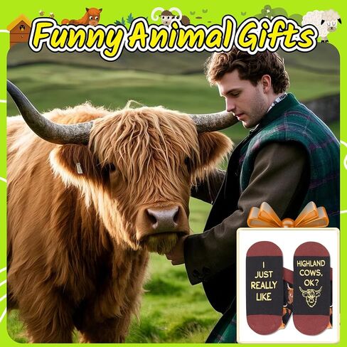 HAPPYPOP Highland Cow Gifts for Women - Cow Lover Socks Men, Scottish Highlands Gifts for Teen Girls Boys in Saudi Arabia