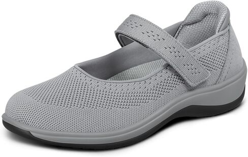 Orthofeet Jessa Orthopedic Women's Mary Jane Shoes | Slip-On Mary Jane Sneaker with Adjustable Strap, Stretchable & Breathable, Arch Support, Ergonomic Cushioning, Wide Toe Box in Kuwait