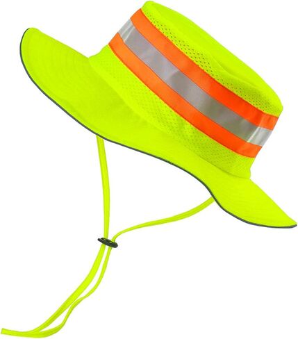 High Visibility Reflective Safety Sun Hat Wide Brim Bucket Boonie Hat Cooling Work Cap for Men Women Outdoor Worker in Kuwait