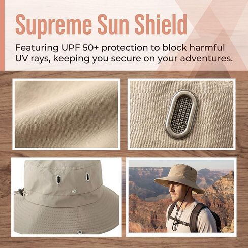 Men's Sun Hat Wide Brim Bucket Hat UV Protection Hat for Mens Womens Beach Safari Gardening UPF 50+ Golf Fishing in Kuwait