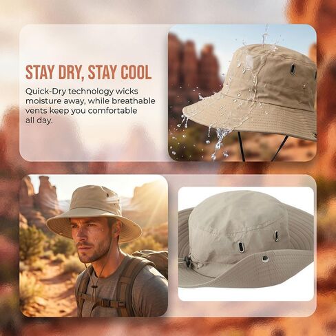 Men's Sun Hat Wide Brim Bucket Hat UV Protection Hat for Mens Womens Beach Safari Gardening UPF 50+ Golf Fishing in Kuwait