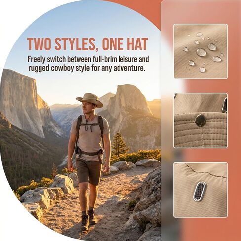 Men's Sun Hat Wide Brim Bucket Hat UV Protection Hat for Mens Womens Beach Safari Gardening UPF 50+ Golf Fishing in Kuwait