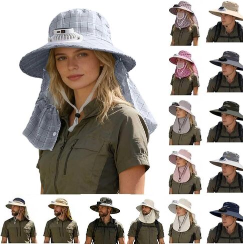 Hat with Fan Unisex USB and Solar Powered Fishing Brim Ventilador Wide Sunhat Outdoor Cooling Hats Hot Weather in Kuwait