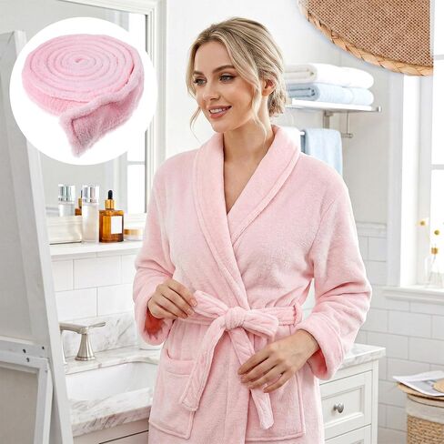 Reusable Robe Belt, Soft Flannel Robe Tie Replacement, Pajamas Robe Belt Replacement for Waistband Pajamas Bathrobe Tie Waist Belt Hotel Spa Robes (66.9 x 1.7 Inch, Pink, Adjustable) in Kuwait