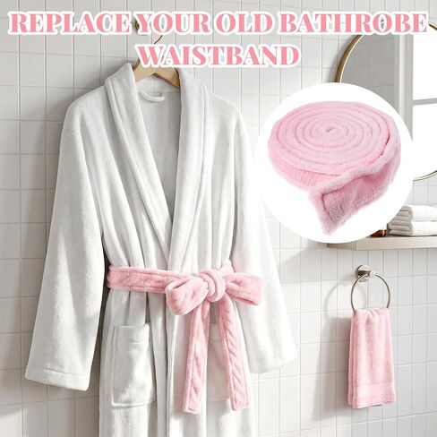 Reusable Robe Belt, Soft Flannel Robe Tie Replacement, Pajamas Robe Belt Replacement for Waistband Pajamas Bathrobe Tie Waist Belt Hotel Spa Robes (66.9 x 1.7 Inch, Pink, Adjustable) in Kuwait