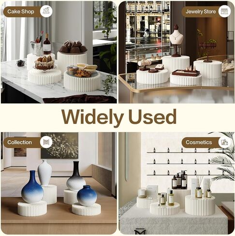 4 Pack Buffet Risers, Dessert Display Stands Foldable Food Stands for Display Party Risers for Buffet Table with Acrylic Plates for Party Table Dessert Catering Supplies Jewelry(White) in Kuwait