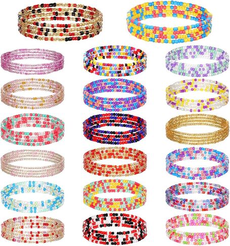 20 PCS 50" Waist Beads for Women - Stretchy Belly Beads Chain, African Waist Chains, Body Jewelry, Elastic Bikini Chains, Summer Beach Accessories, Belly Dance, Festival, Boho, Multicolor in Saudi Arabia