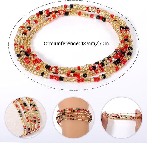 20 PCS 50" Waist Beads for Women - Stretchy Belly Beads Chain, African Waist Chains, Body Jewelry, Elastic Bikini Chains, Summer Beach Accessories, Belly Dance, Festival, Boho, Multicolor in Saudi Arabia