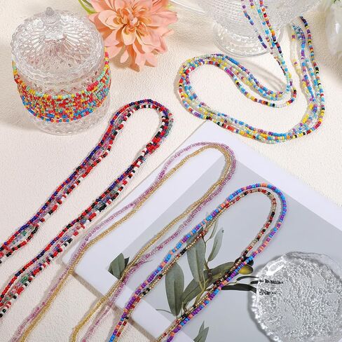 20 PCS 50" Waist Beads for Women - Stretchy Belly Beads Chain, African Waist Chains, Body Jewelry, Elastic Bikini Chains, Summer Beach Accessories, Belly Dance, Festival, Boho, Multicolor in Saudi Arabia