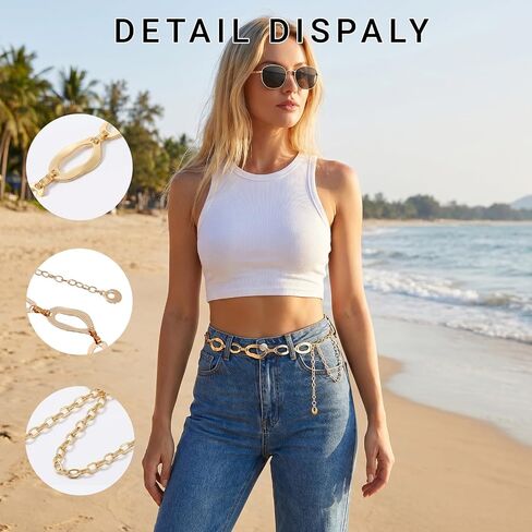 Waist Chain for Women Belt Adjustable Metal Body Link Belts Gold Chains for Jeans Dress in Kuwait