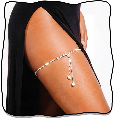 Rhinestone Garter Silver Party Leg Chain Crystal Garters for Women in Saudi Arabia