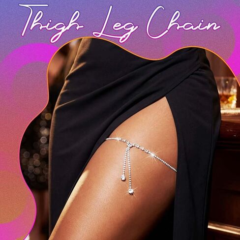 Rhinestone Garter Silver Party Leg Chain Crystal Garters for Women in Saudi Arabia