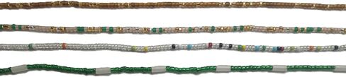 Handmade Tie-On African Waist Beads for Women, Colorful Green Brown Clear Glass Beads, 44 Inch, Non-Stretching, Layered Body Jewelry, 4 Pack in Saudi Arabia
