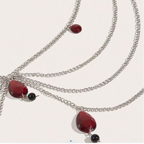 Gothic Crystal Tassel Waist Chain for Women White Red Crystal Waterdrop Chain Waist Chain Multilayered Punk Metal Waist Chain Goth Vampire Jewelry Christmas Halloween Wedding Party Daily Party Birthday Dress Costume Jewelry in Kuwait