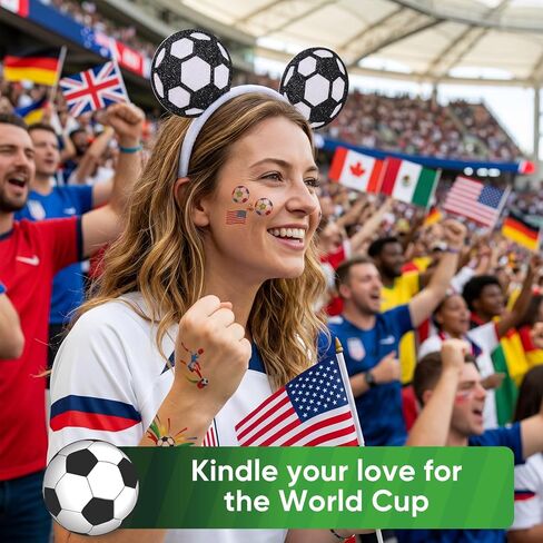 puwuto Soccer Headband for Women Men, Cute Hair Band with Two Football Ball Ears, Elastic Non-Slip Sports Headwear for This Year's World Cup 2026, Football Theme Party & Game Day in Saudi Arabia