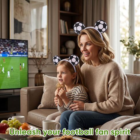 puwuto Soccer Headband for Women Men, Cute Hair Band with Two Football Ball Ears, Elastic Non-Slip Sports Headwear for This Year's World Cup 2026, Football Theme Party & Game Day in Saudi Arabia