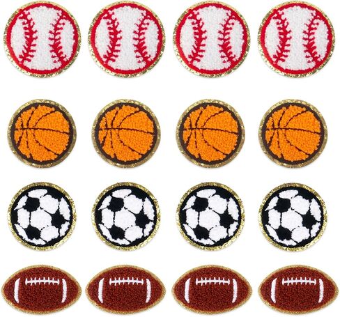16Pcs Ball Sports Iron On Patches Baseball Football Soccer Basketball Embroidered Patches Sew On/Iron On Sports Patch for Clothing Jacket Jeans Bags Backpack Hats DIY Craft in Saudi Arabia