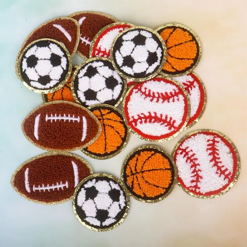 16Pcs Ball Sports Iron On Patches Baseball Football Soccer Basketball Embroidered Patches Sew On/Iron On Sports Patch for Clothing Jacket Jeans Bags Backpack Hats DIY Craft in Saudi Arabia