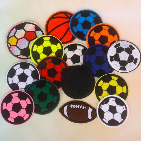 32Pcs Sports Iron on Patches, Basketball Football Soccer Ball Embroidered Patches Sew On/Iron On Applique Repair Patch DIY Crafts for Clothing Jacket Jeans Backpack Hat in Saudi Arabia