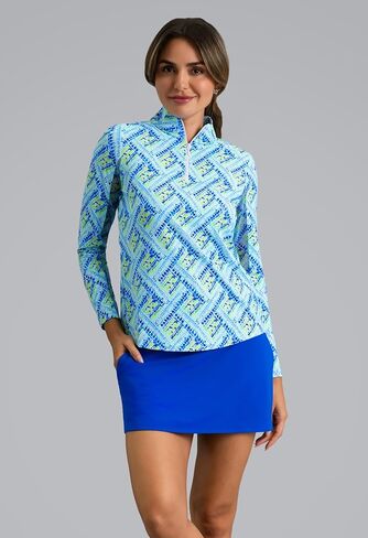 IBKUL UPF 50+ Sun Protection, Icefil Cooling, Moisture-Wicking Nina Long Sleeve Mock Neck Top in Kuwait