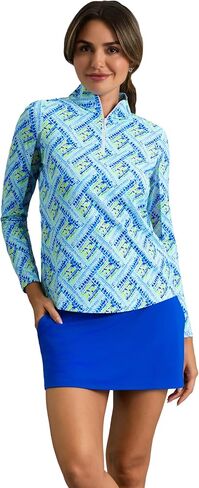 IBKUL UPF 50+ Sun Protection, Icefil Cooling, Moisture-Wicking Nina Long Sleeve Mock Neck Top in Kuwait